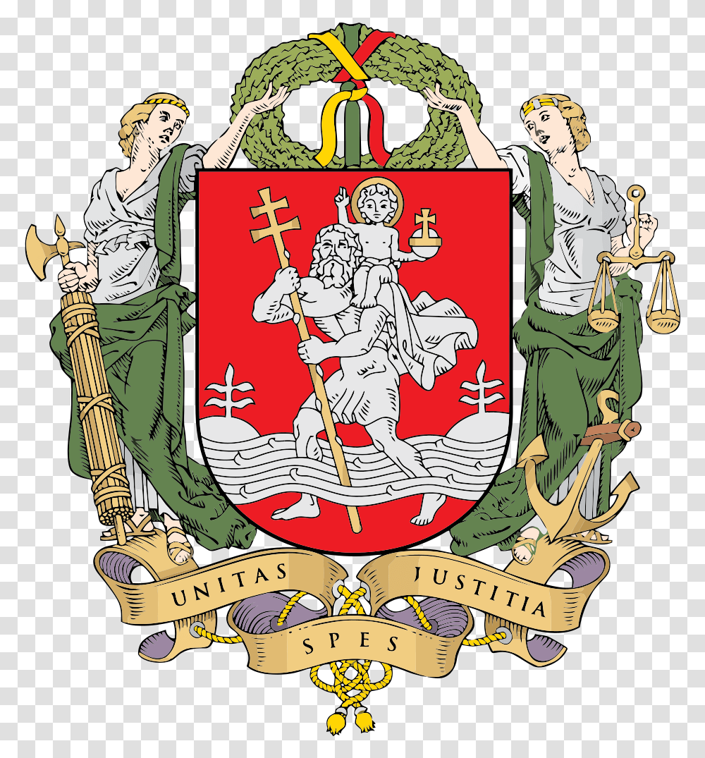 Grand Coat Of Arms Of Vilnius Vilnius Symbol, Person, Human, Armor, Emblem Transparent Png