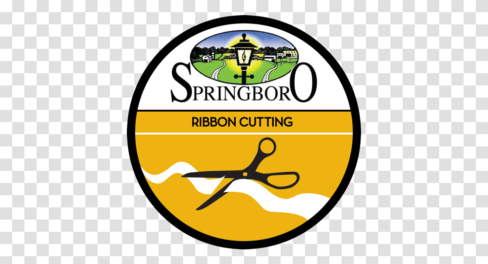 Grand Opening Ribbon Cutting Springboro Chamber Of Commerce, Label, Text, Weapon, Weaponry Transparent Png