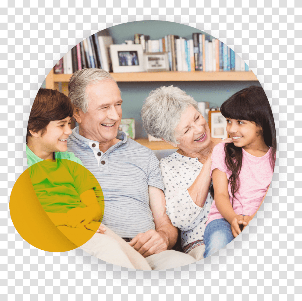 Grandchildren Smiling While Sitting On Their Grandparents Grandparents, Person, People, Family, Face Transparent Png