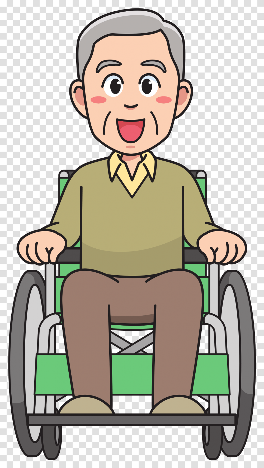 Grandfather Free Download Cartoon Person In A Wheelchair, Furniture, Sitting Transparent Png