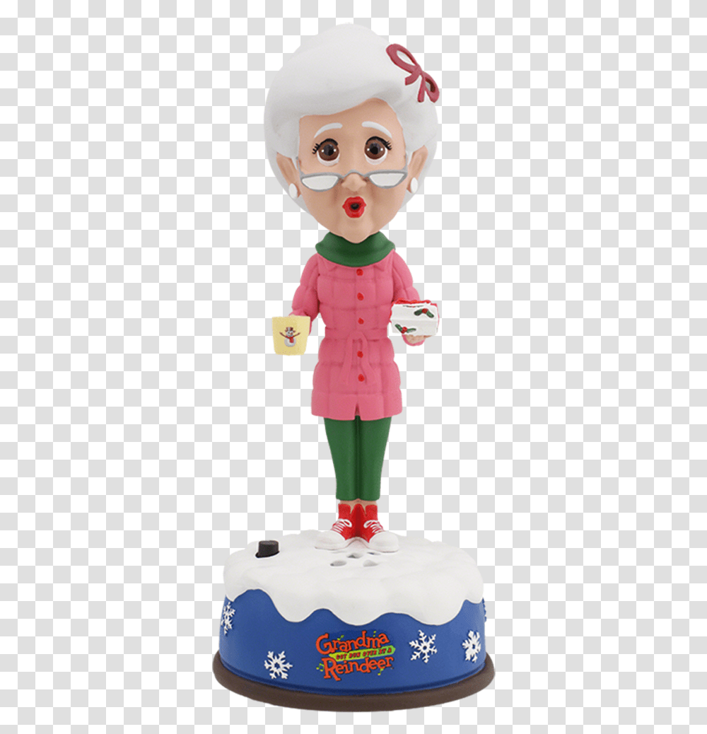 Grandma Got Runover By A Reindeer Bobblehead Figurine, Person, Toy, Coat Transparent Png
