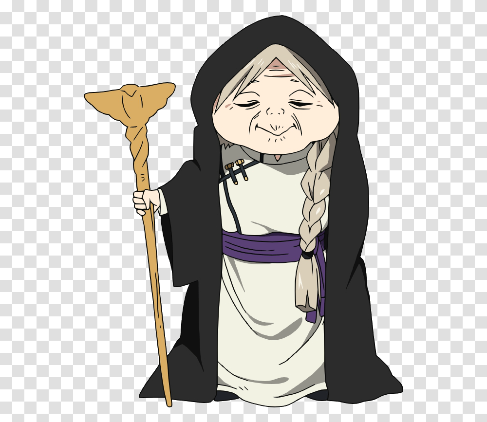 Grandma Wise Old Lady Anime, Cane, Stick, Bow, Clothing Transparent Png