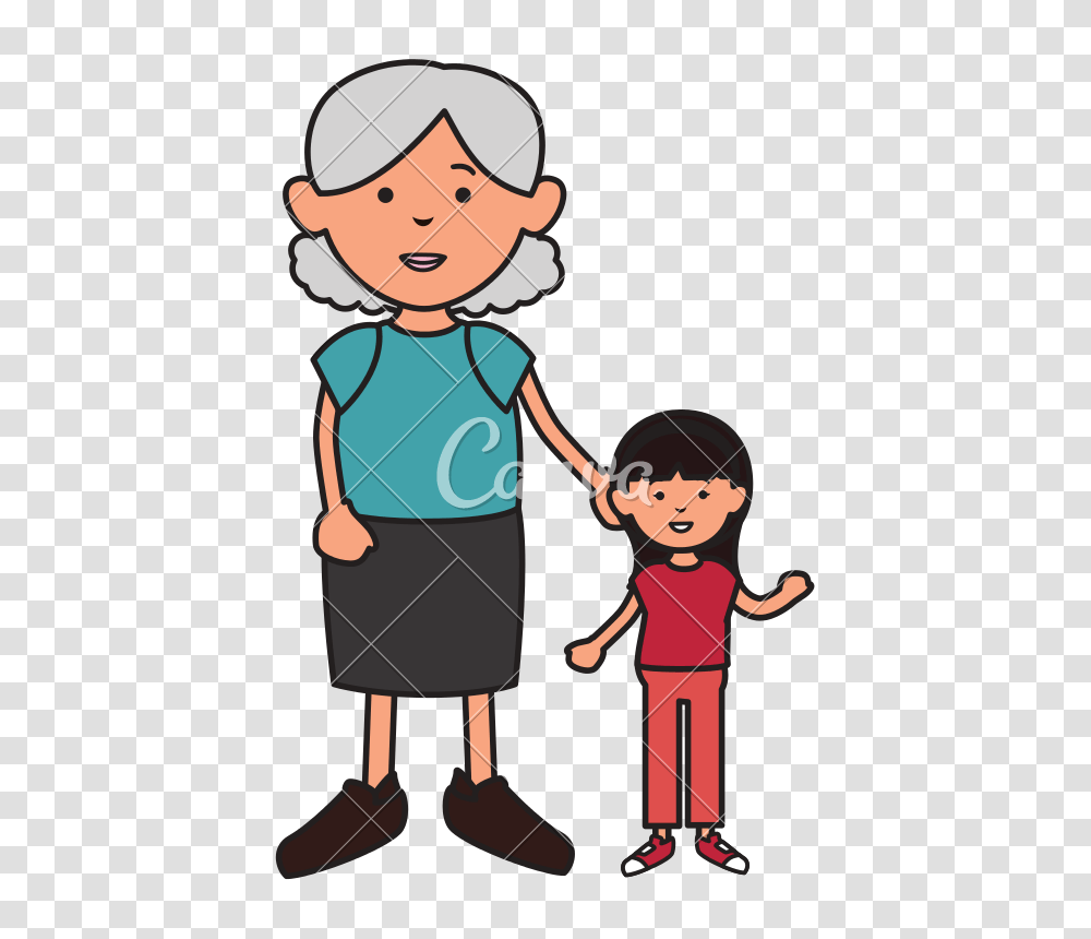 Grandmother With Granddaughter Avatars, Person, Human, People, Family Transparent Png