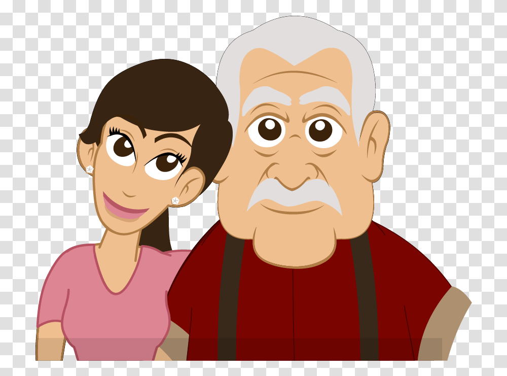 Grandpa And Daughter Cartoon, Face, Person, Human, Mustache Transparent Png