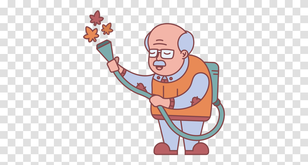 Grandpa Character Watering Plants Flat Abuelo, Face, Light, Costume, Head Transparent Png
