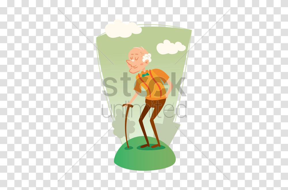 Grandpa With Walking Stick Vector Image, Cream, Dessert, Food, Creme Transparent Png