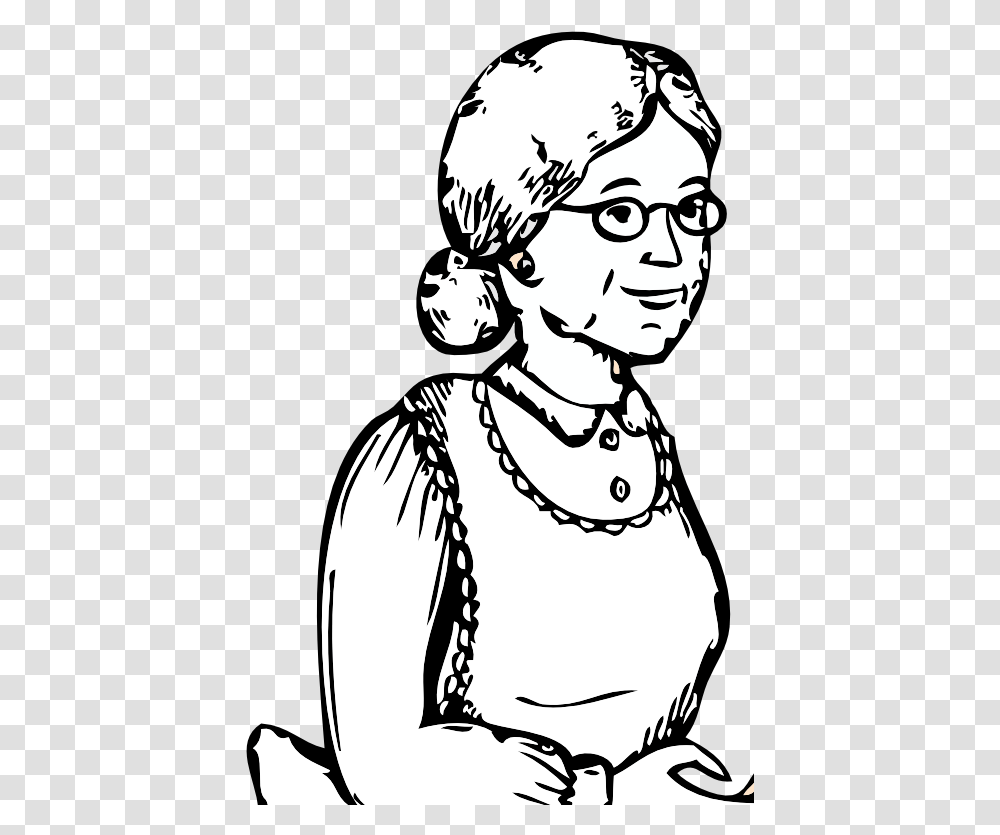 Grandparents Black And White Free Grandma Clip Art, Stencil, Person, Human, Face Transparent Png