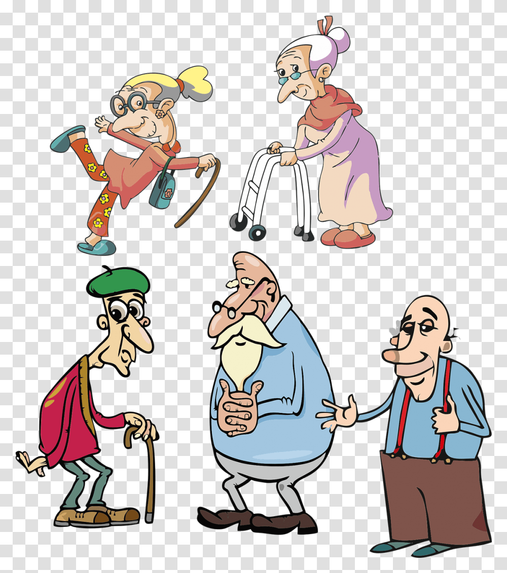 Grandparents Seniors Elders Cartoon, Comics, Book, Person, Costume Transparent Png