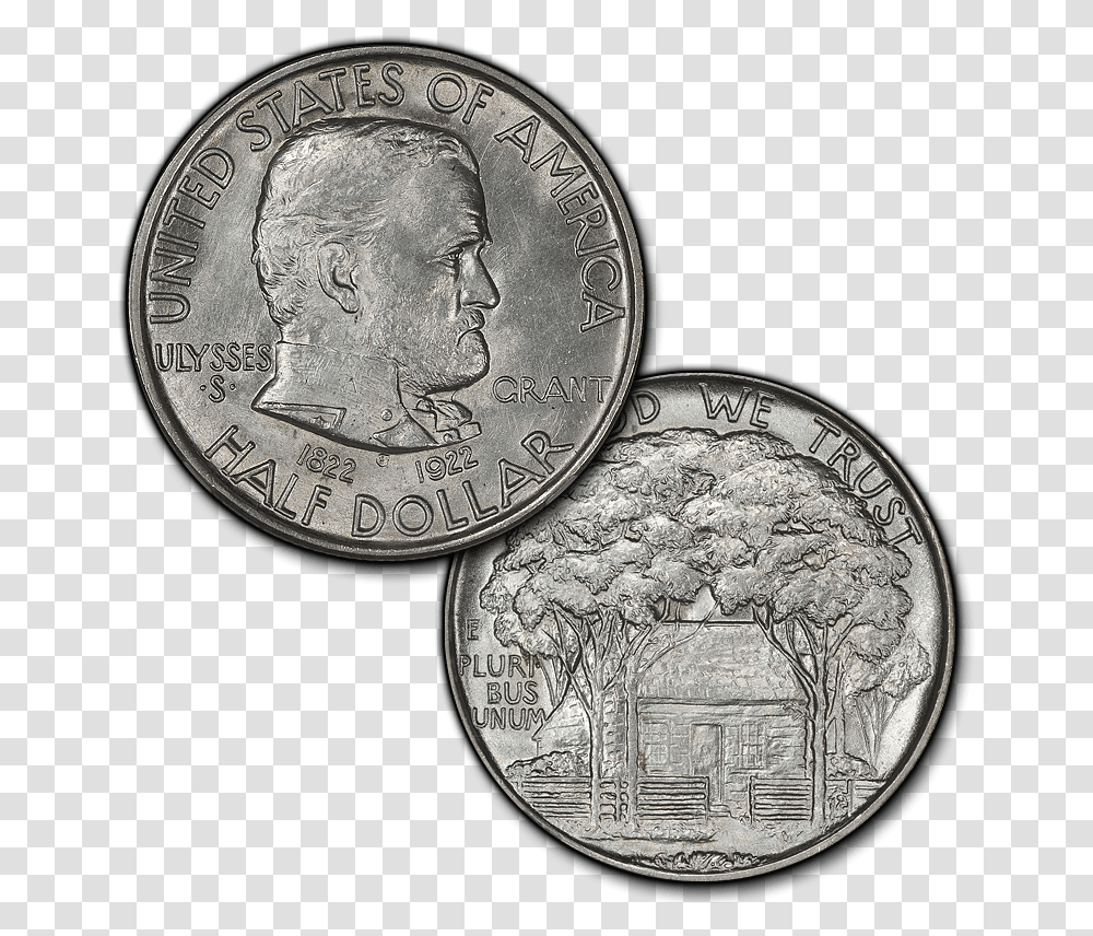 Grant Silver Commemorative Half Dollar Quarter, Money, Coin, Dime, Locket Transparent Png