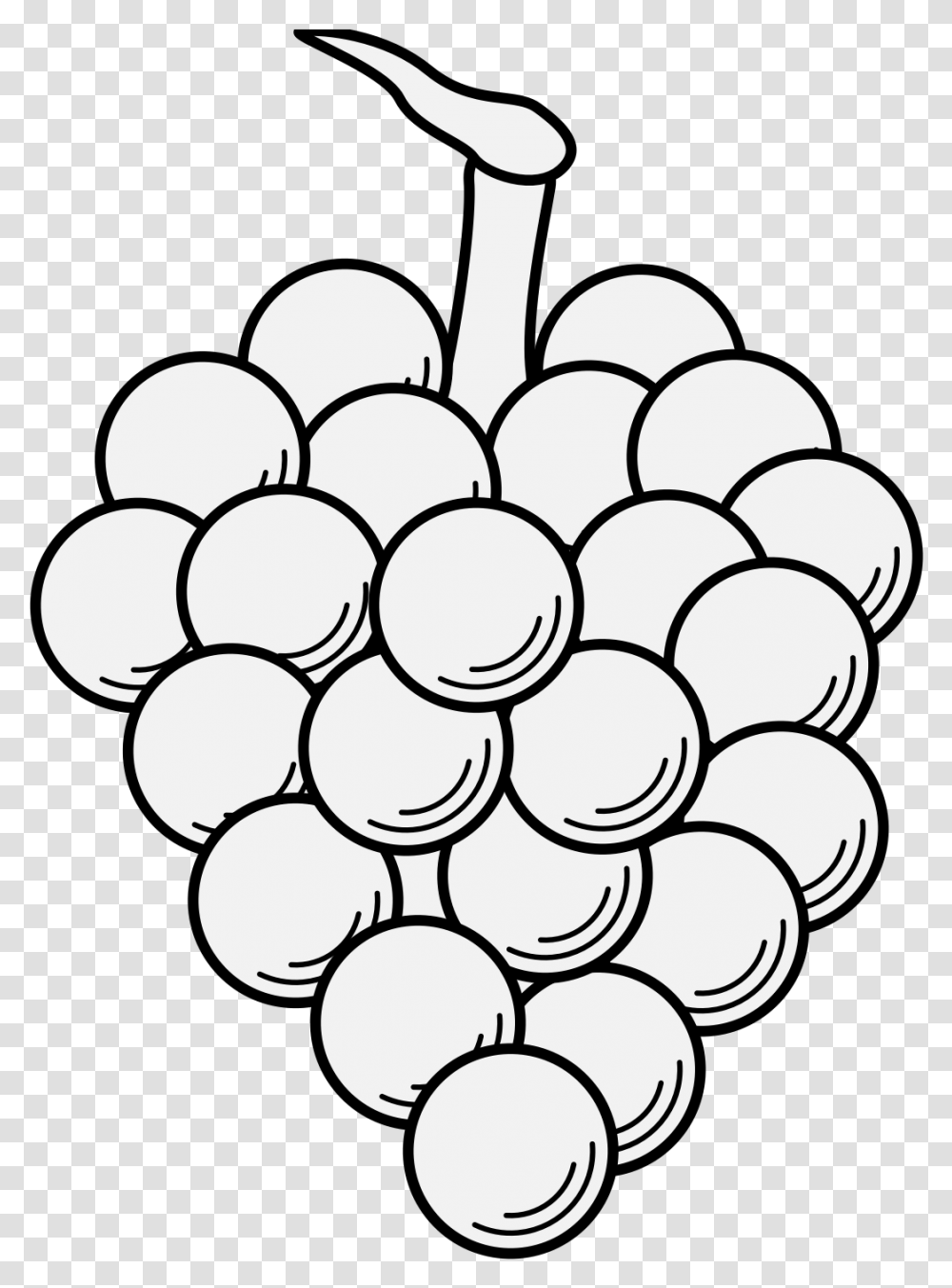 Grape Bunch Clipart Black And White, Grapes, Fruit, Plant, Food Transparent Png
