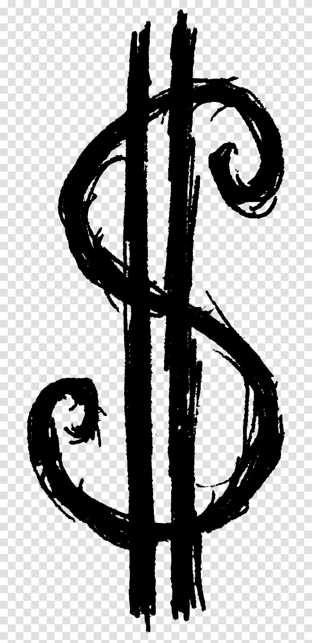 Graphic Black And White Clip Art Draw Transprent Dollar Sign Drawing, Stencil, Silhouette, Cross Transparent Png
