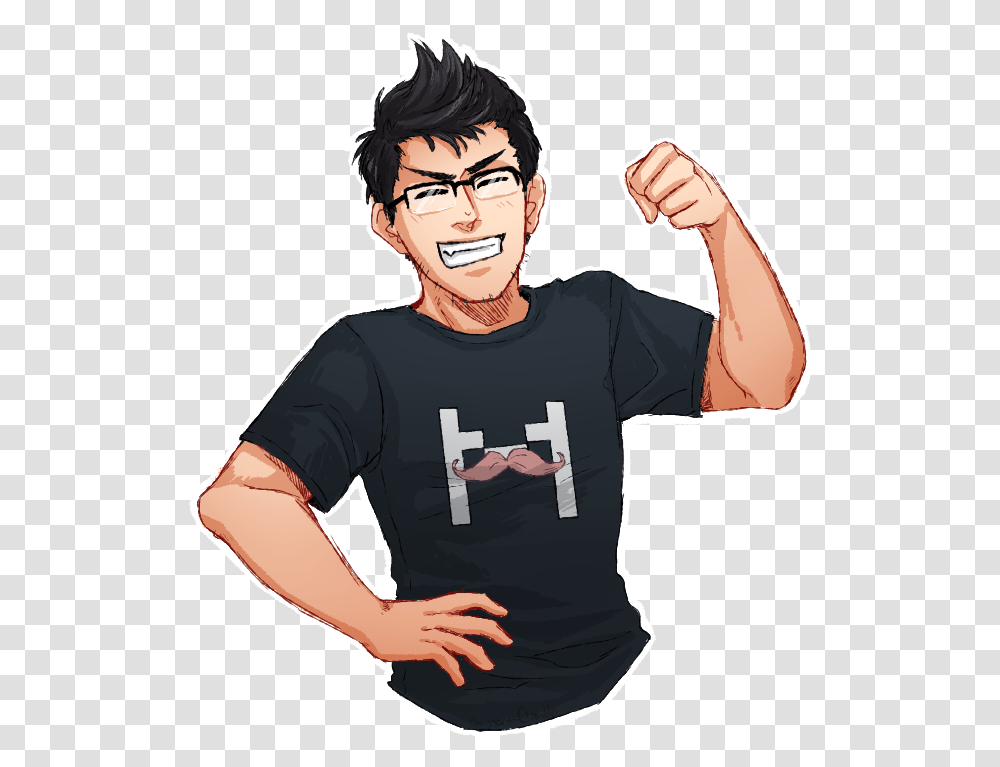 Graphic Black And White Stock Markiploop By Owyn Sama Markiplier, Apparel, Person, Human Transparent Png