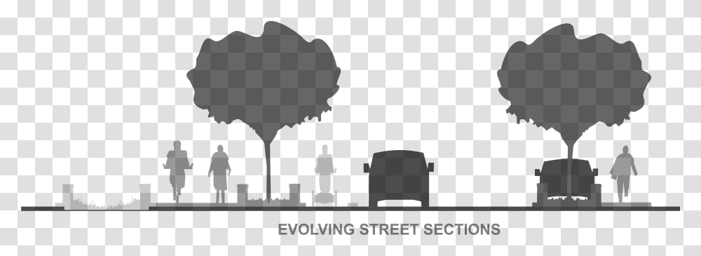 Graphic Depicting Cross Section Of Multi Modal Street Street Section Silhouette, Gray, World Of Warcraft Transparent Png