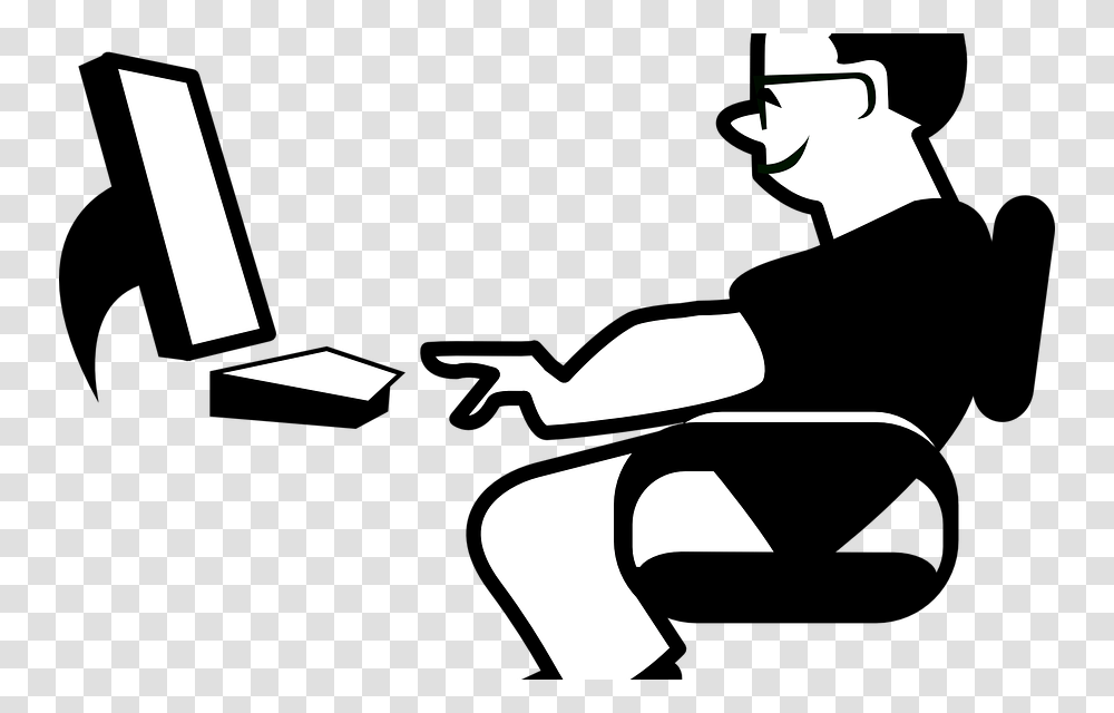 Graphic Free Library Neck Pain Prevention With Posture Man Using Computer Clipart, Sitting, Crowd, Outdoors Transparent Png