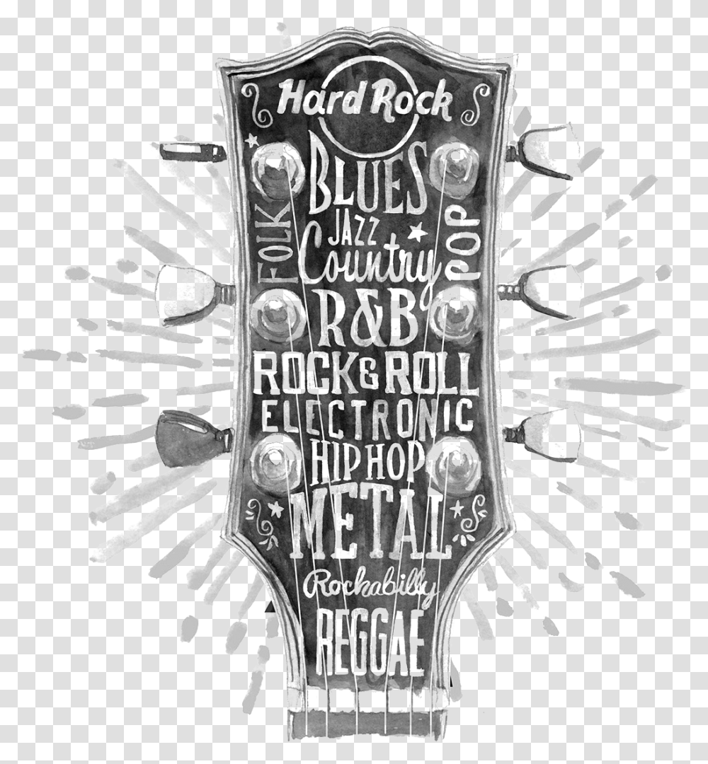 Graphic Hard Illustration Guitar Behance Design Rock Hard Rock Cafe Graphics, Cross, Logo Transparent Png