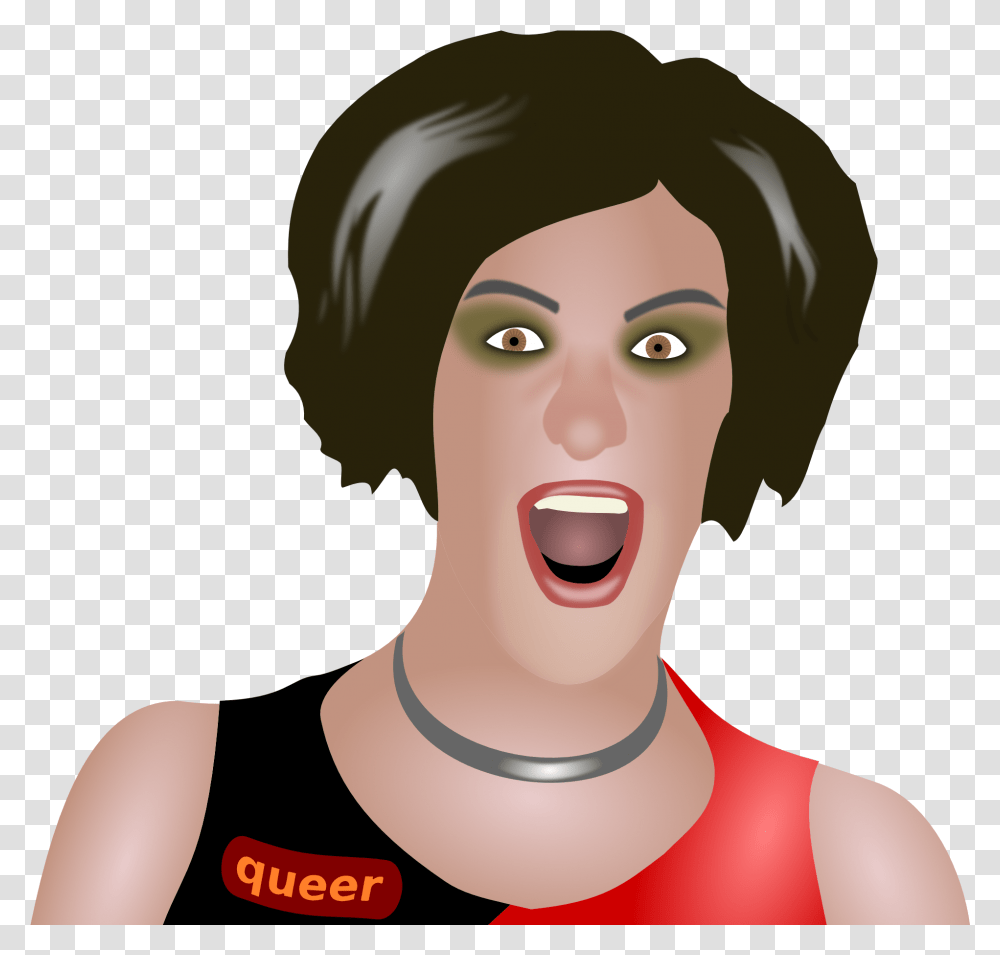 Graphic Image Of A Transvestite With An Open Mouth Free Transvestite, Face, Person, Head, Accessories Transparent Png