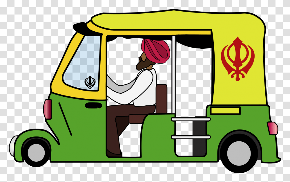 Graphic India Auto Rickshaw Delhi Khanda Turban Rickshaw Clipart, Fire Truck, Vehicle, Transportation, Outdoors Transparent Png