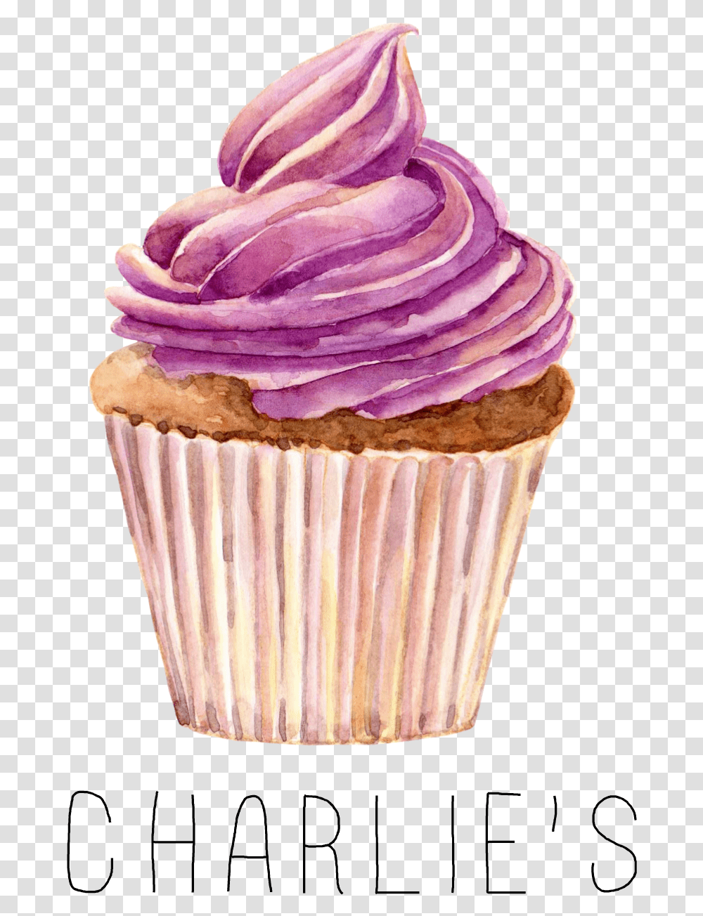 Graphic Library Watercolours Cupcake Pink Purple Cupcake Watercolor, Cream, Dessert, Food, Creme Transparent Png