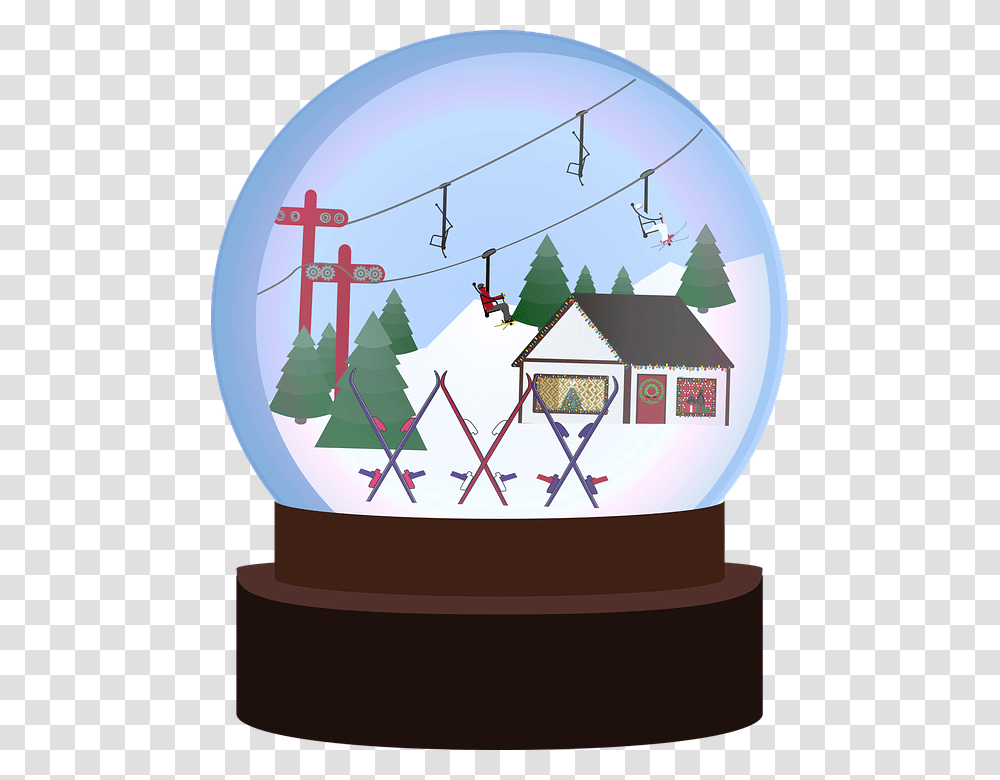 Graphic Snowglobe Winter Ski Skiing Alpine Illustration, Nature, Outdoors, Architecture, Building Transparent Png