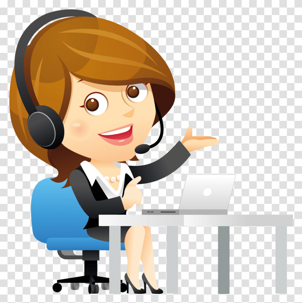 Graphic Stock Partners Hosted Telephony Introducer Telephone Operator Cartoon, Person, Human, Sitting, Judge Transparent Png