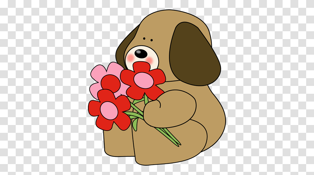 Graphic Valentine Clip Art Valentines Day Dog With Flowers, Plant, Food, Face, Produce Transparent Png