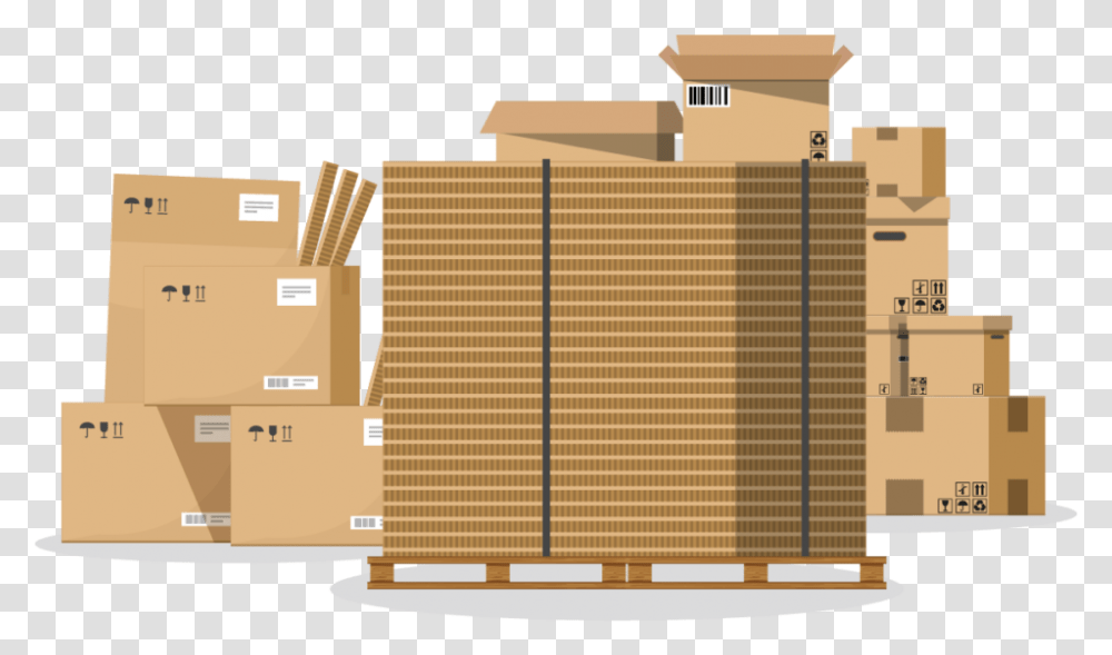 Graphic Visualization Of Large Stacks Of Brown Cardboard Commercial Building, Package Delivery, Carton, Box Transparent Png