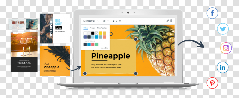 Graphics Social Media Designs, Plant, Fruit, Food, Pineapple Transparent Png