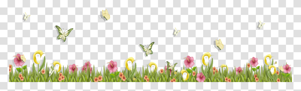 Grass Clipart Spring Grass With Flower, Plant, Blossom, Bird, Animal Transparent Png