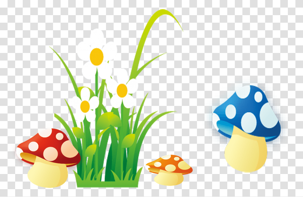 Grass Drawing Flower Grass And Flower Cartoon, Plant, Blossom, Agaric Transparent Png