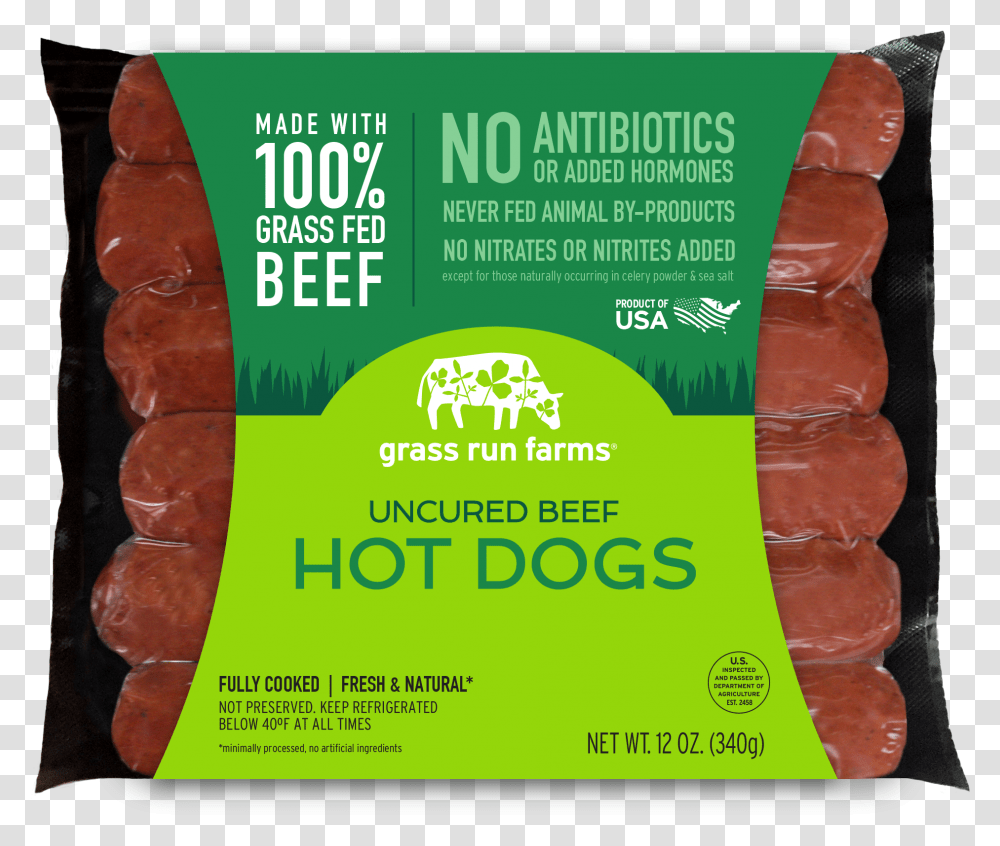 Grass Fed Uncured Beef Hot Dogs Sujuk, Food, Plant, Advertisement, Poster Transparent Png