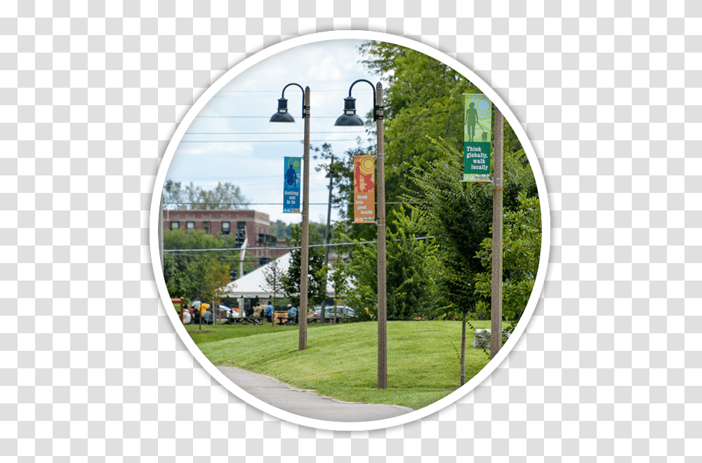 Grass, Lamp Post, Car, Vehicle, Transportation Transparent Png