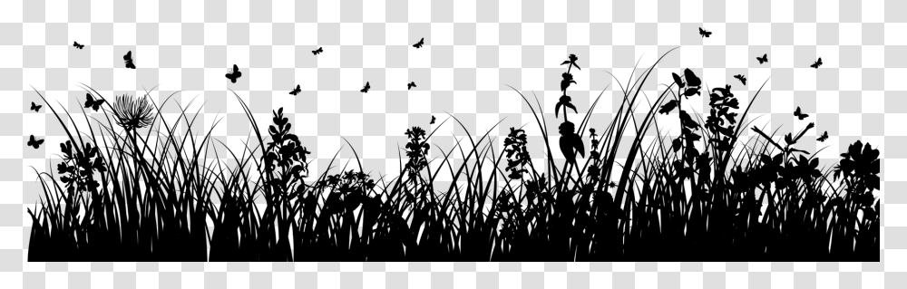 Grass Silhouette Grass And Flowers Silhouette, Bird, Animal, Blackbird, Agelaius Transparent Png
