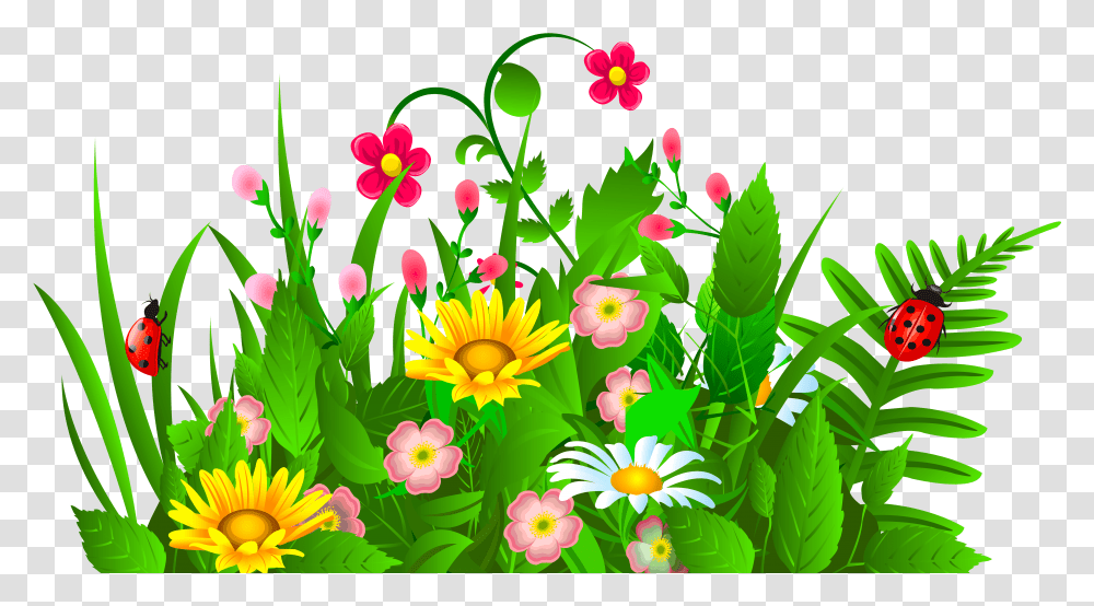 Grass With Flower Clipart Garden Of Flowers Clipart, Plant, Graphics, Floral Design, Pattern Transparent Png