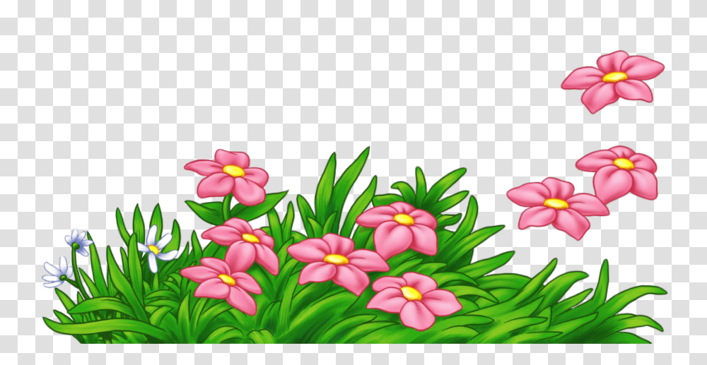 Grass With Flowers Clipart Flowers With Grass Clip Art, Graphics, Floral Design, Pattern, Plant Transparent Png