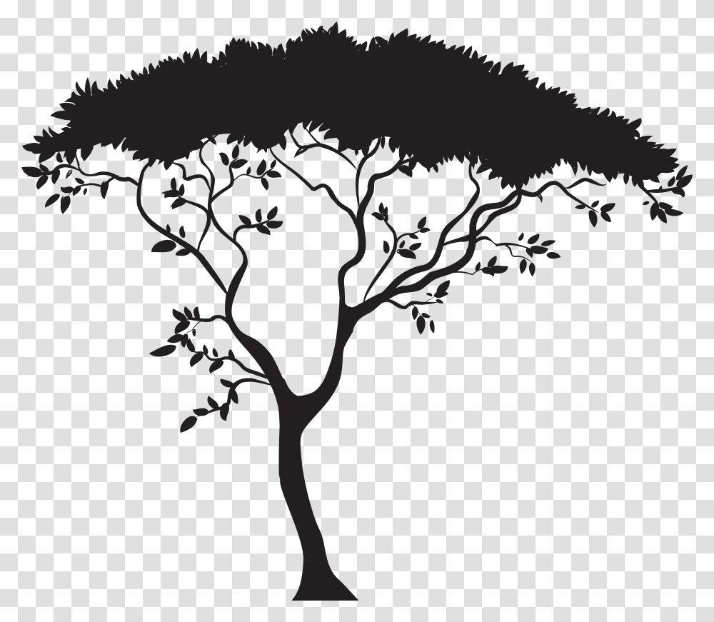 Grassland Tree Black And White, Plant, Silhouette, Oak, Tree Trunk Transparent Png