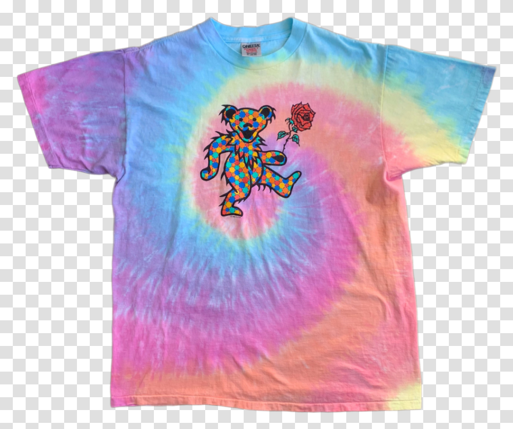 Grateful Dead Bear Rose Tie Dye Tshirt - Animals, Clothing, Apparel, T-Shirt, Flower Transparent Png