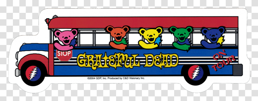Grateful Dead Dancing Bears On The Bus Grateful Dead Bus Sticker, Vehicle, Transportation, Super Mario, Pac Man Transparent Png