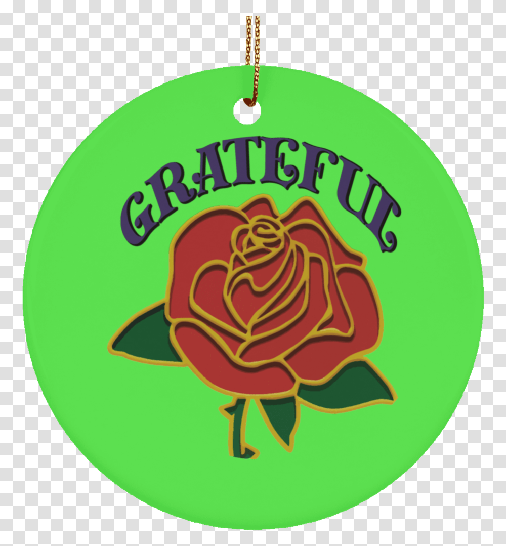 Grateful Red Rose Ceramic Circle Tree Ornament Ham, Logo, Trademark, Frisbee Transparent Png