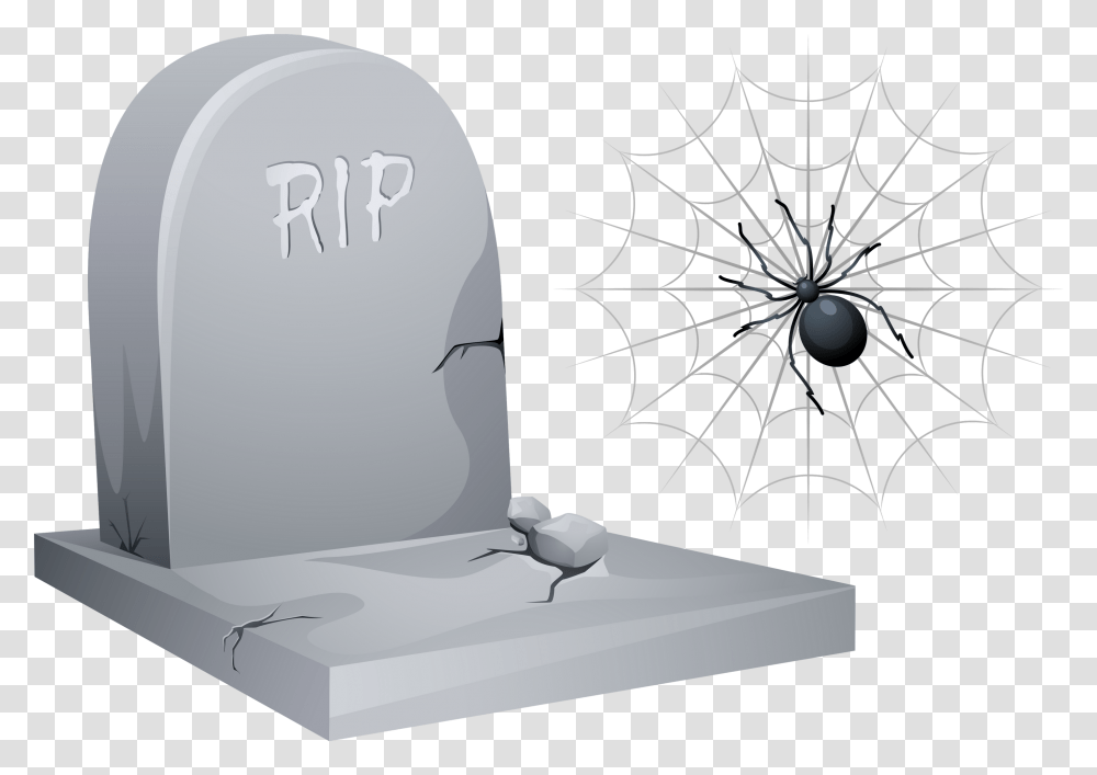 Gravestone Clipart Cute Tombstone Halloween, Spider Web Transparent Png