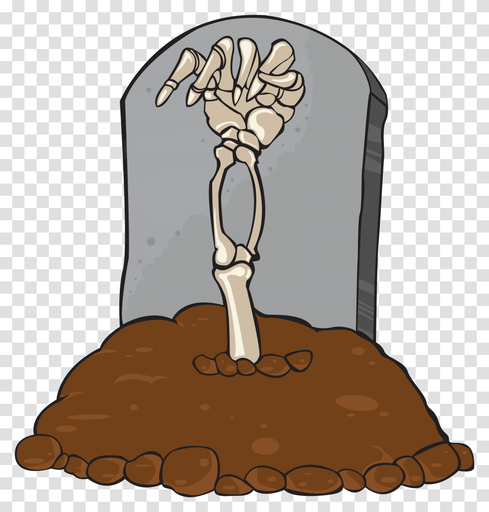 Gravestone Tomb And Skeleton Hand Clip Art Image Skeleton Hand Coming Out Of Grave, Plant, Vegetable, Food, Tree Transparent Png