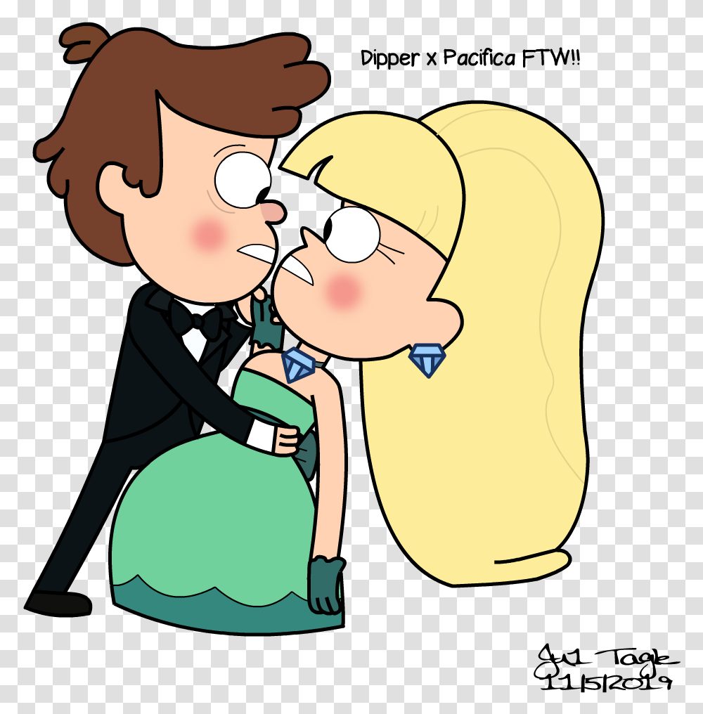 Gravity Falls Dipcifica Cartoon, Person, Human, Make Out, Kissing Transparent Png