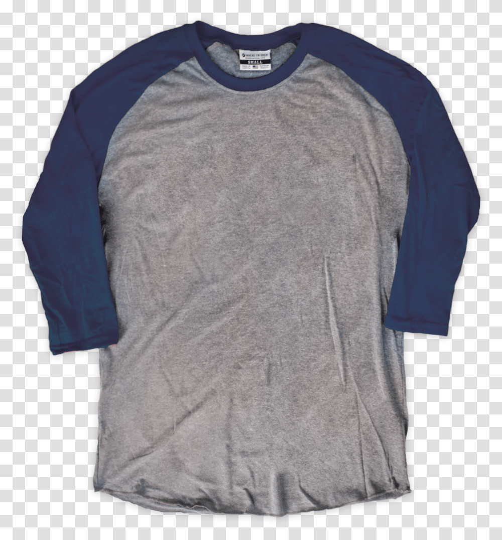 Gray Amp Navy Blank Raglan Tag Long Sleeved T Shirt, Apparel, Undershirt, T-Shirt Transparent Png