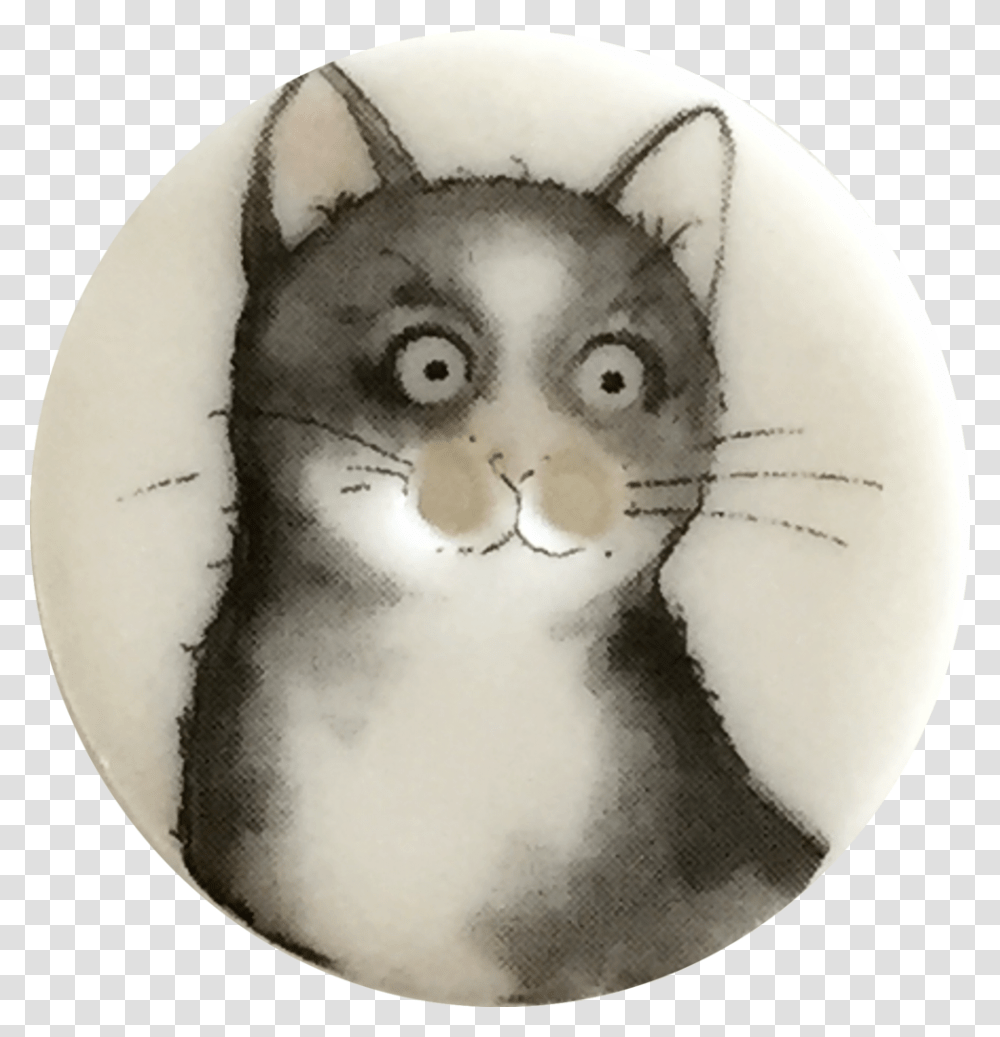 Gray Cat With Big Round Eyes 1 18 Black Cat, Snowman, Drawing, Animal Transparent Png