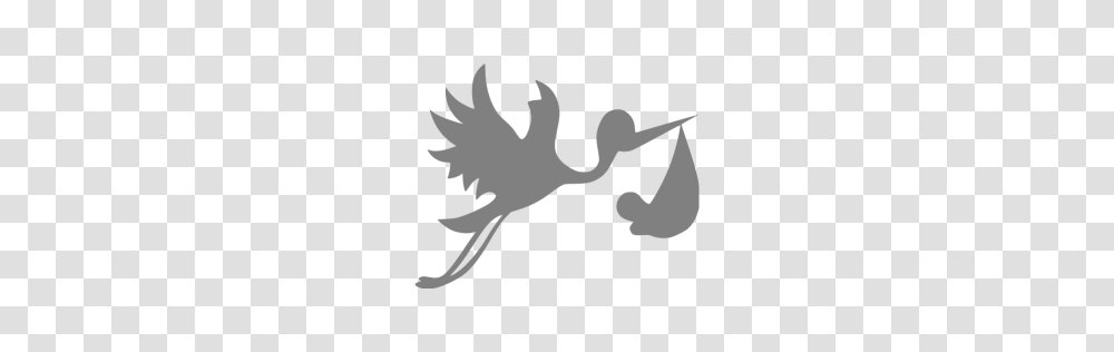 Gray Flying Stork With Bundle Icon, Concrete Transparent Png
