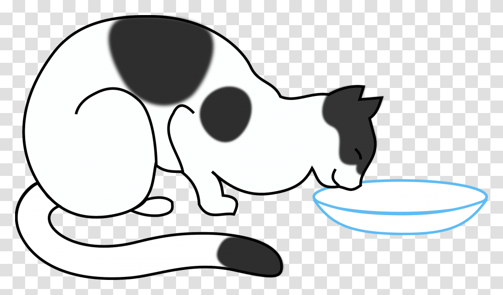 Gray Kitten Drinking Milk From A Bowl Clipart Cat, Cow, Cattle, Mammal, Animal Transparent Png