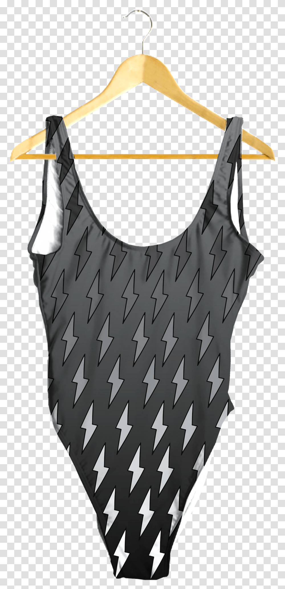 Gray Ombre Lightning Bolts One Piece Swimsuit, Apparel, Tank Top, Blouse Transparent Png