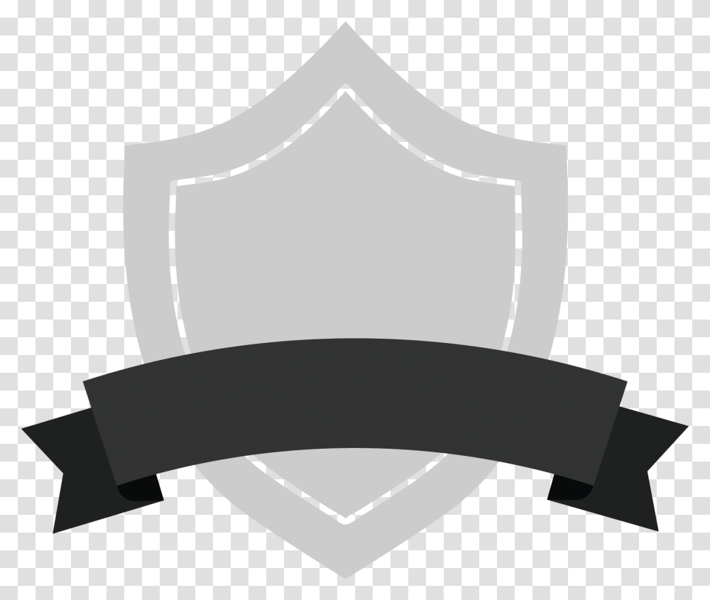 Gray Shield Badge With Black Ribbon Your Brand Here, Axe, Tool, Apparel Transparent Png