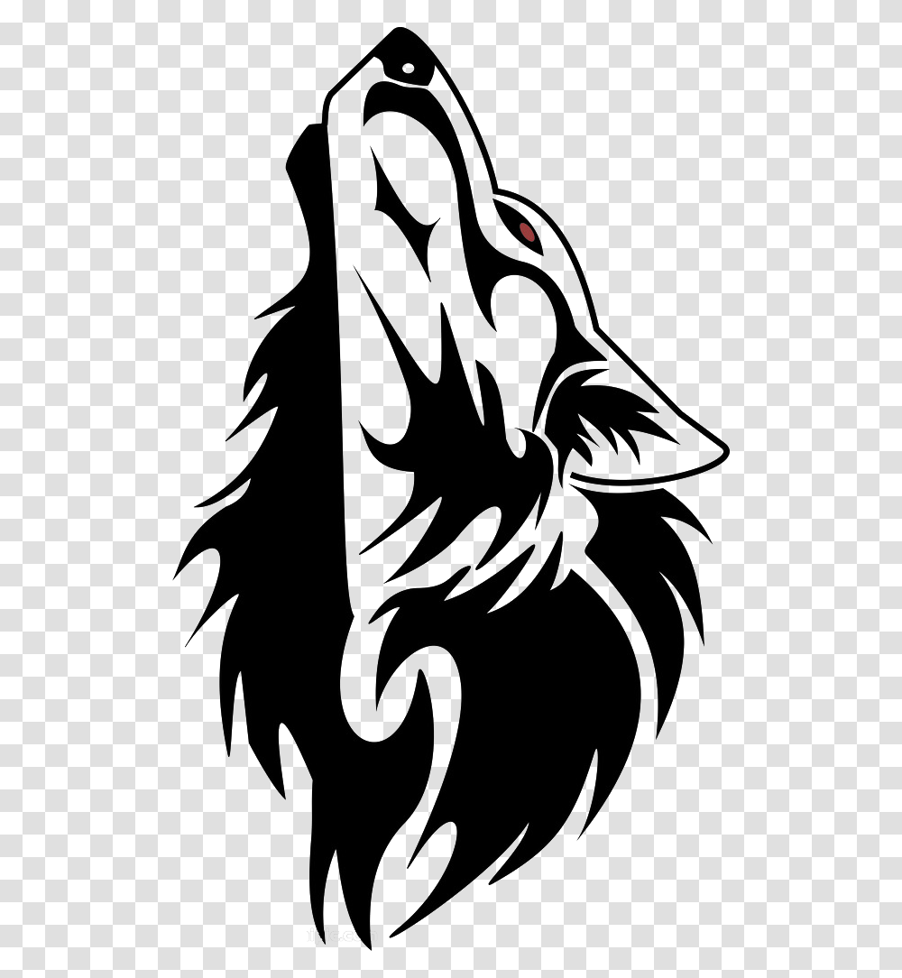 Gray Wolf Tattoo Ink Tribe Drawing Tribal Howling Wolf Tattoo, Stencil, Silhouette Transparent Png