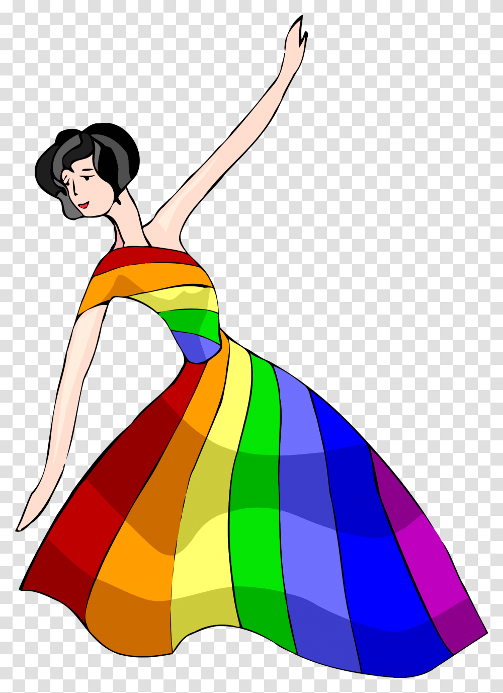 Great Dancer In Rainbow Dress Vector Clipart Image Rainbow Dress Clipart, Person, Human, Dance Pose, Leisure Activities Transparent Png