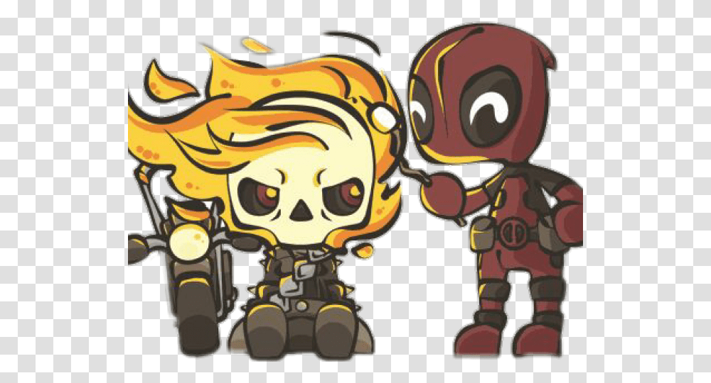 Great Dane Clipart Ghost Rider And Deadpool Cartoon, Label, Crowd, Costume Transparent Png